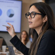 Mujer usando marco óptico Caburga Negro con filtro azul - Buhu Eyewear