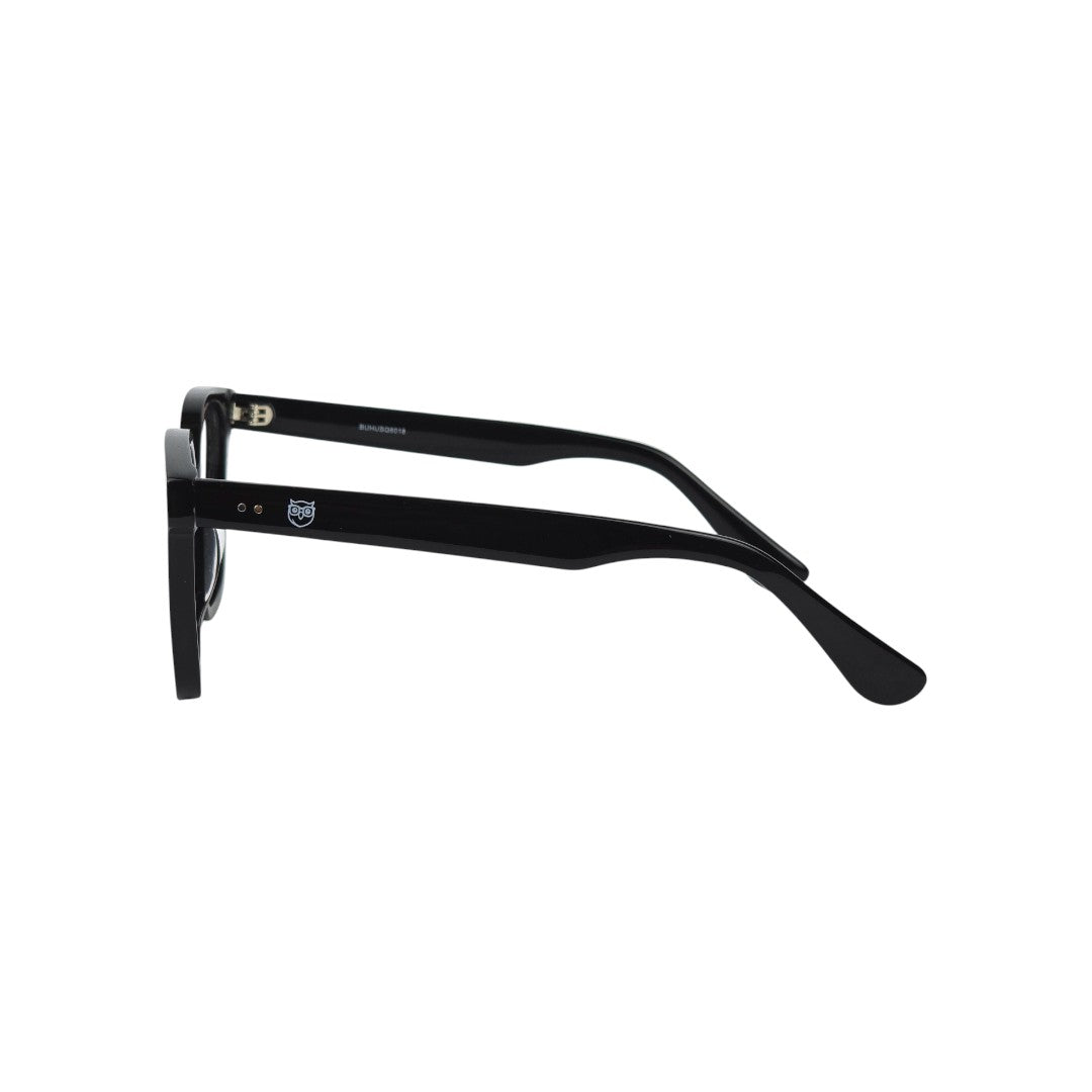 Achao marco óptico acetato Negro filtro luz azul - Buhu Eyewear - detalle montura