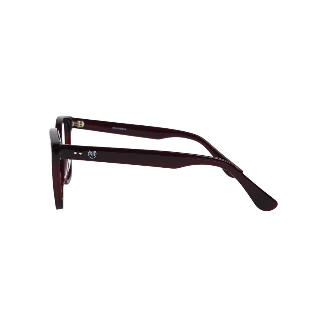Achao marco óptico acetato Rojo filtro luz azul - Buhu Eyewear - detalle montura