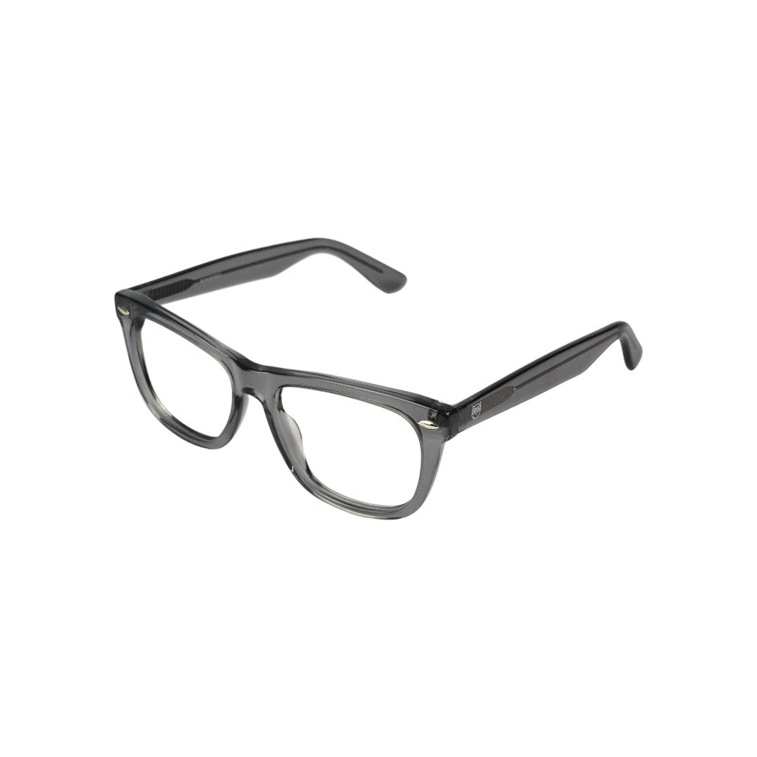 Atlantico marco óptico acetato Gris filtro luz azul - Buhu Eyewear - detalle montura