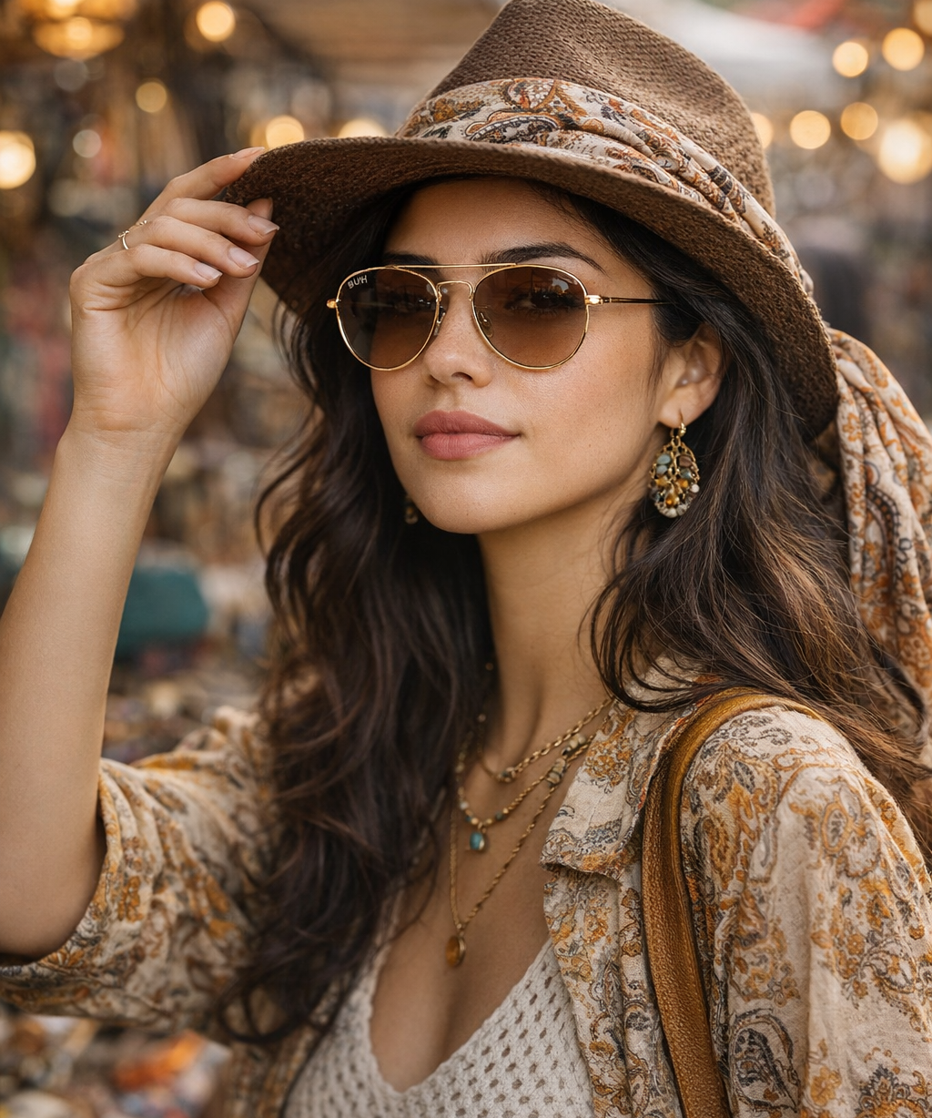 Praga lentes de sol UV400 metal aviador - Buhu Eyewear - detalle