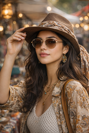 Praga lentes de sol UV400 metal aviador - Buhu Eyewear - detalle