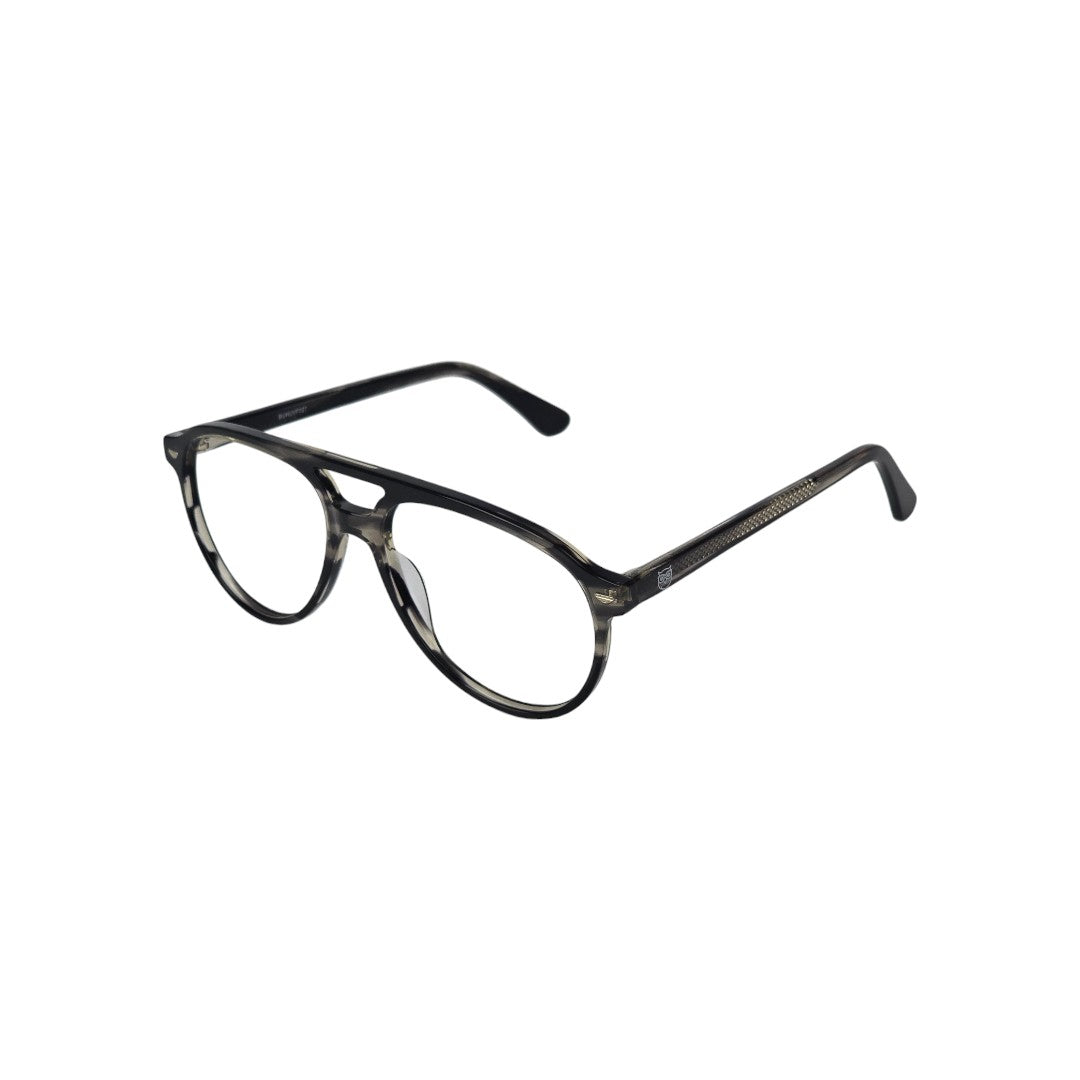 Cerro Moreno marco óptico metal aviador filtro luz azul - Buhu Eyewear - detalle montura