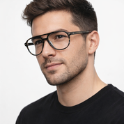 Cerro Moreno marco óptico metal aviador filtro luz azul - Buhu Eyewear - detalle lente
