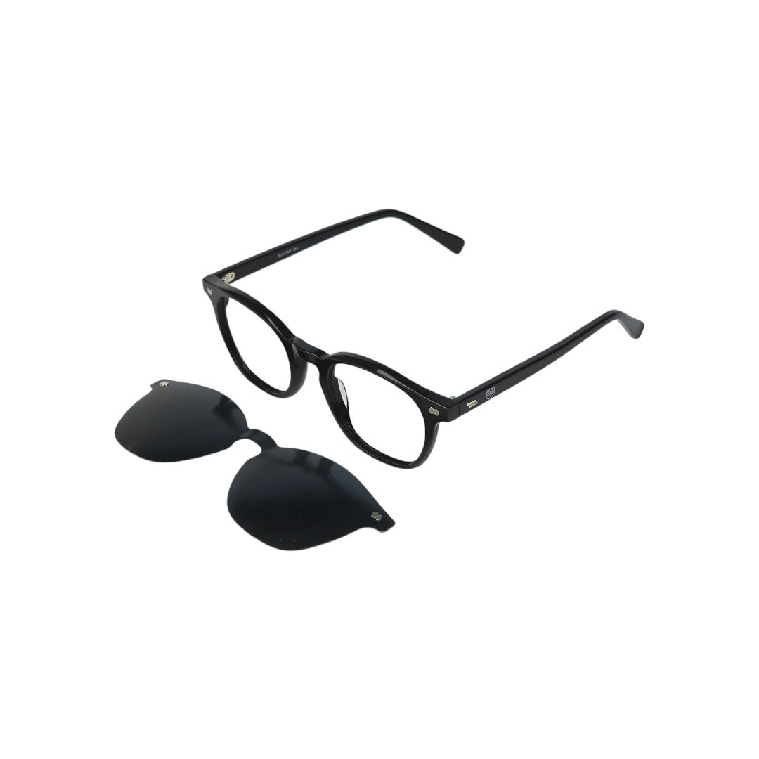 Chiloe Clip marco óptico acetato Negro clip-on sol - Buhu Eyewear - vista frontal