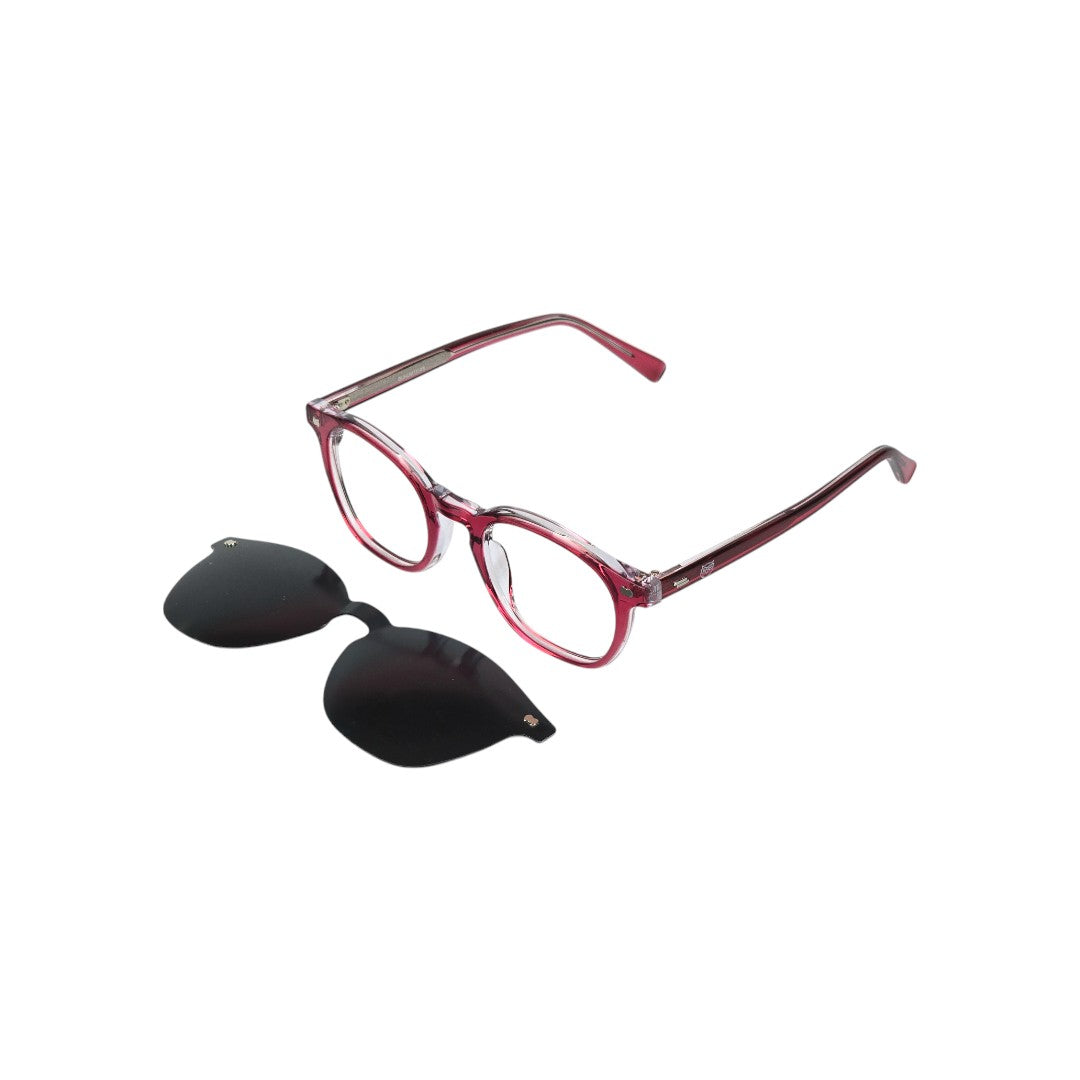 Chiloe Clip marco óptico acetato Rosado clip-on sol - Buhu Eyewear - detalle montura