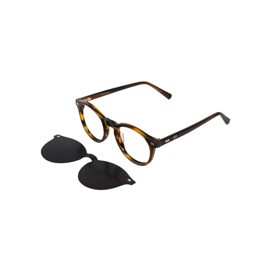 Elqui Clip marco óptico acetato Carey clip-on sol - Buhu Eyewear - detalle montura
