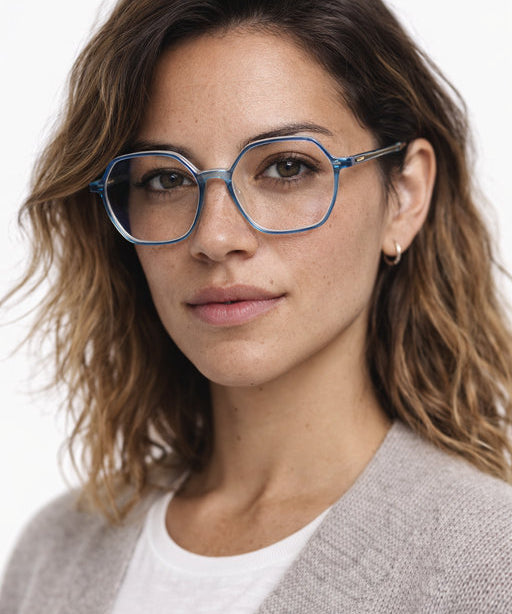 Eon marco óptico metal mujer filtro luz azul - Buhu Eyewear - vista lateral