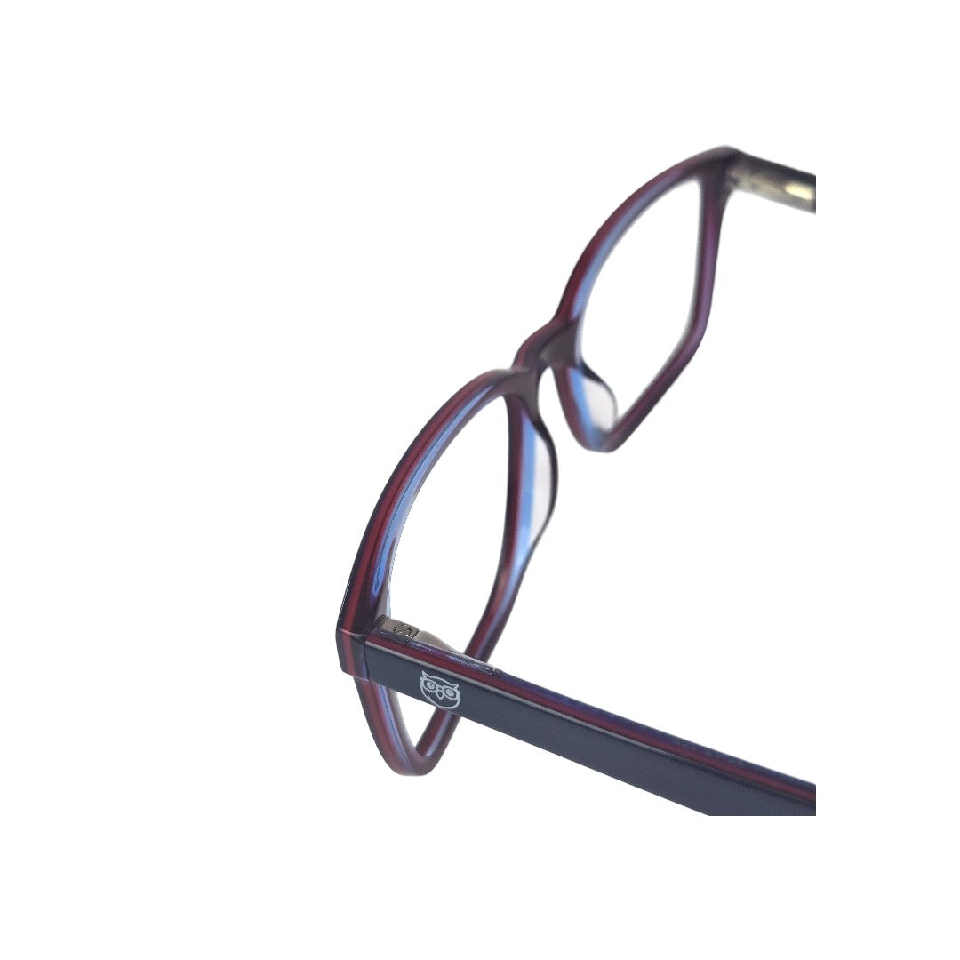 Fernando marco óptico acetato Azul filtro luz azul - Buhu Eyewear - detalle montura