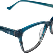 Frutillar marco óptico acetato Azul filtro luz azul - Buhu Eyewear - detalle montura