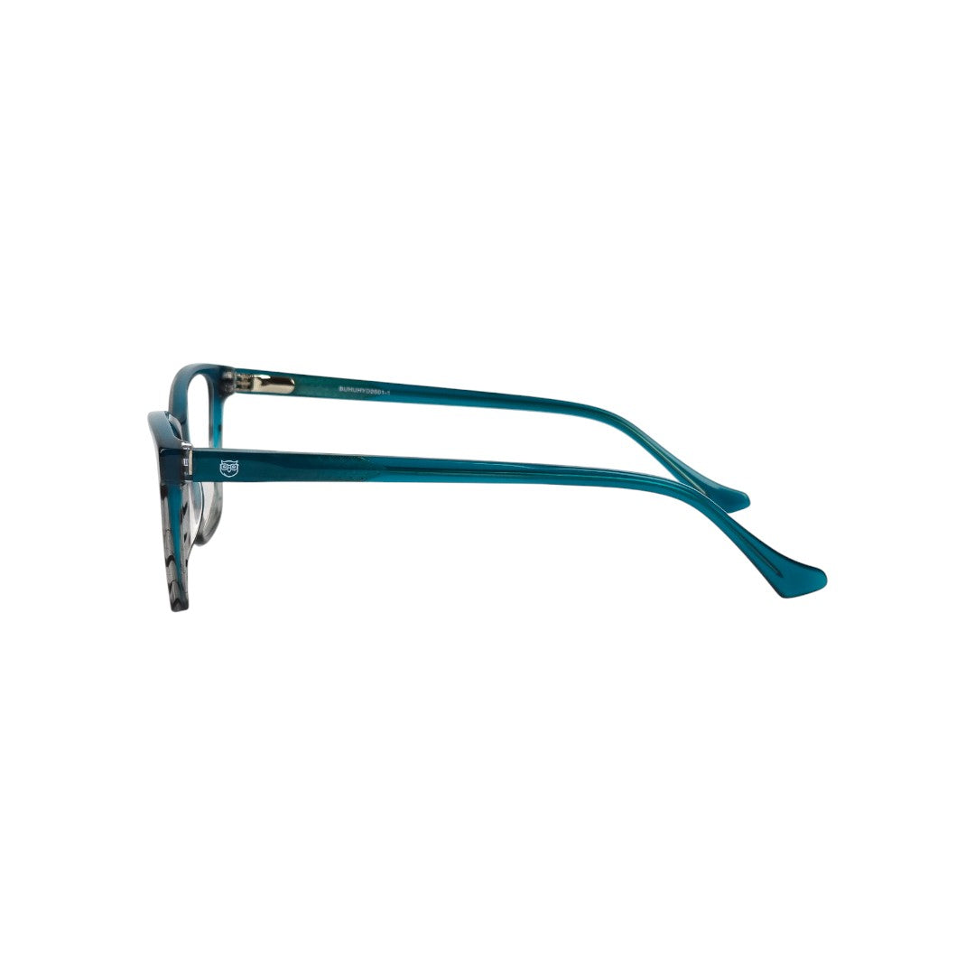 Frutillar marco óptico acetato Azul filtro luz azul - Buhu Eyewear - en uso diario
