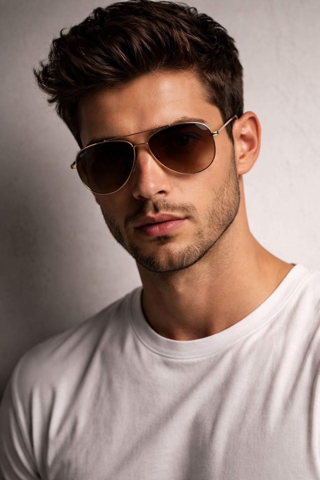 Ginebra lentes de sol UV400 metal Dorado cristal Café - Buhu Eyewear - plano general