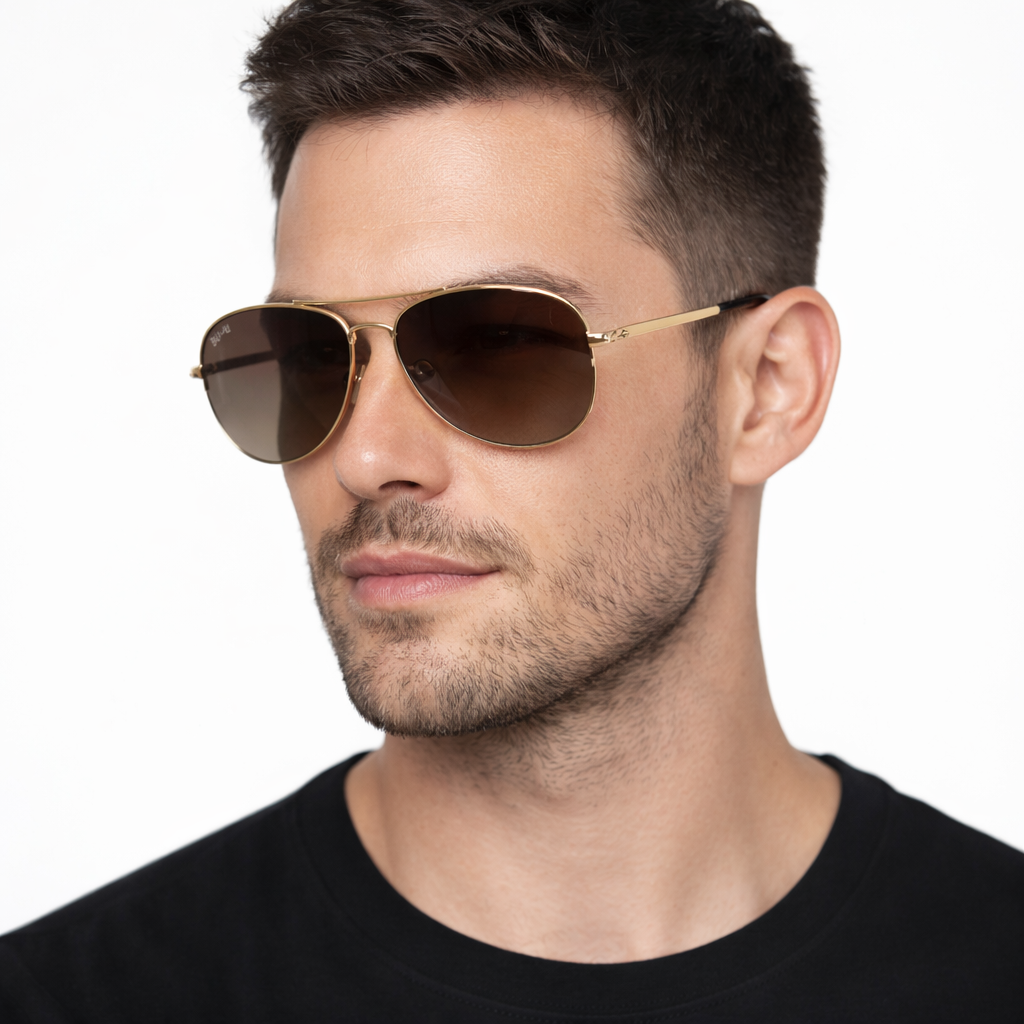 Ginebra lentes de sol UV400 metal Dorado cristal Café - Buhu Eyewear - lateral