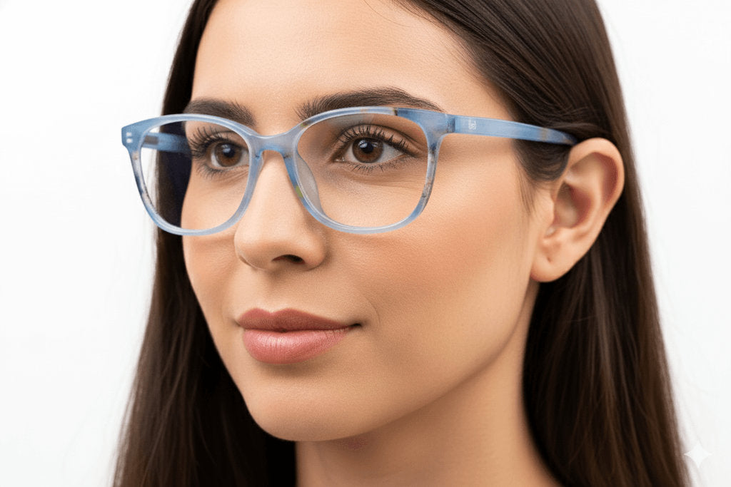 Heide lentes de lectura filtro luz azul Azul - Buhu Eyewear - en uso diario
