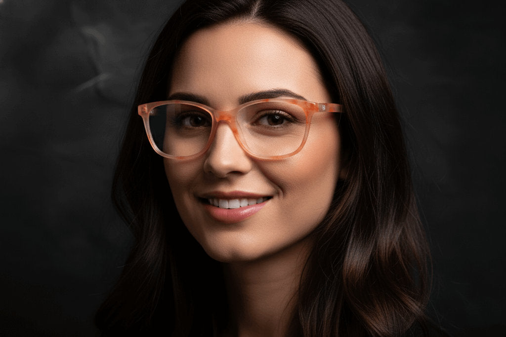 Heide lentes de lectura filtro luz azul Naranjo - Buhu Eyewear - en uso diario
