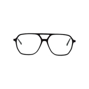Klar marco óptico acetato Negro filtro luz azul - Buhu Eyewear - detalle montura