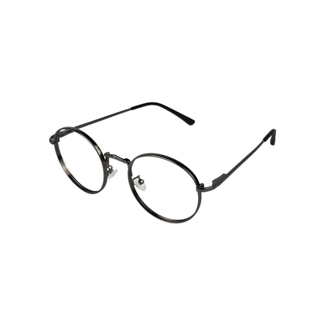 Lennon marco óptico metal Gris filtro luz azul - Buhu Eyewear - detalle montura