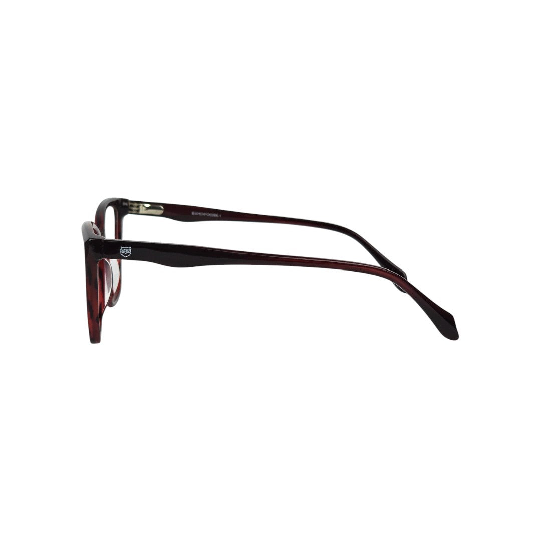 Licanray marco óptico acetato Rojo Carey filtro luz azul - Buhu Eyewear - detalle montura