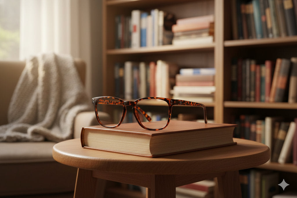 Loreley lentes de lectura filtro luz azul Carey - Buhu Eyewear - vista lateral
