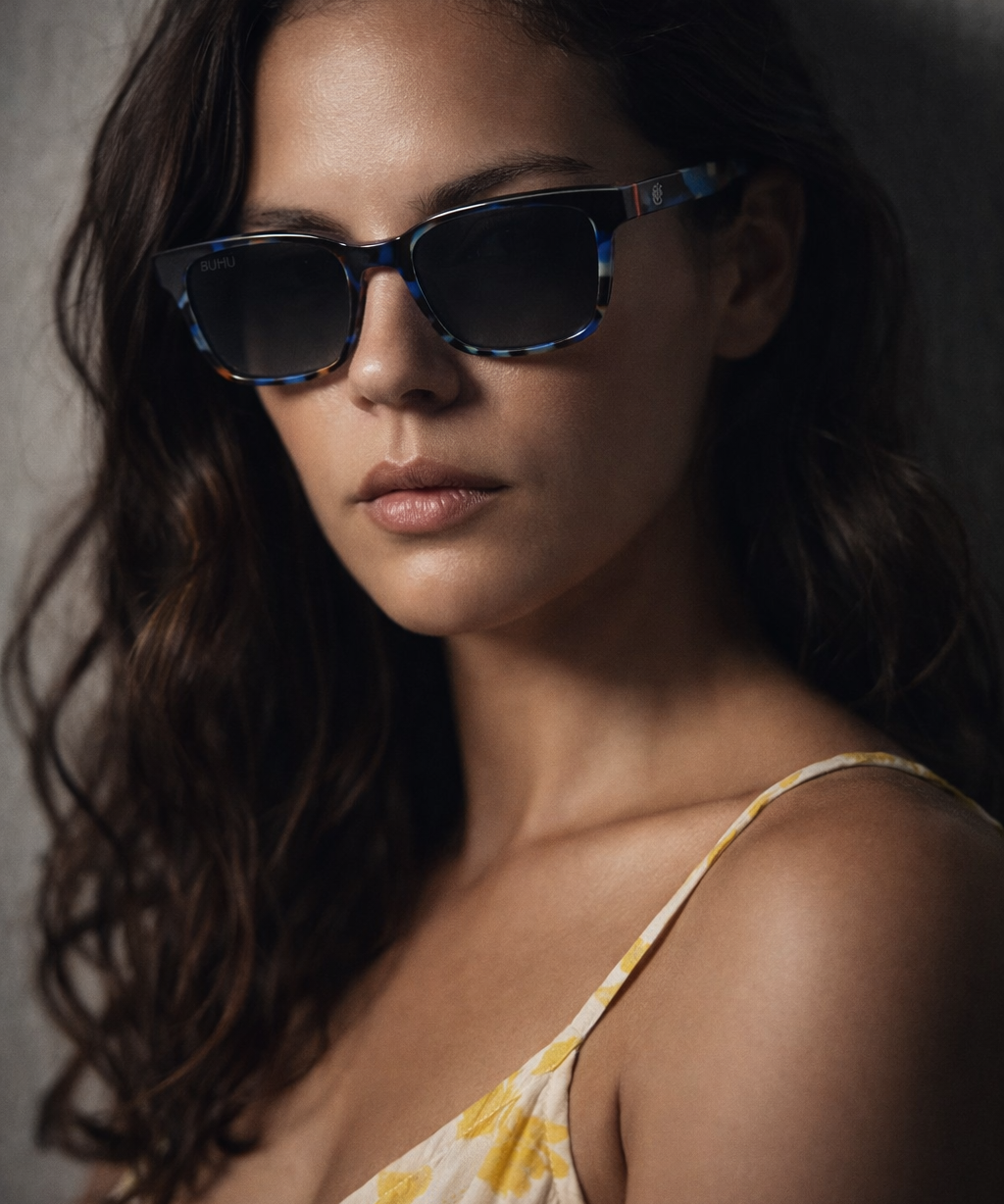 Miami lentes de sol UV400 acetato Carey Azul - Buhu Eyewear - plano general