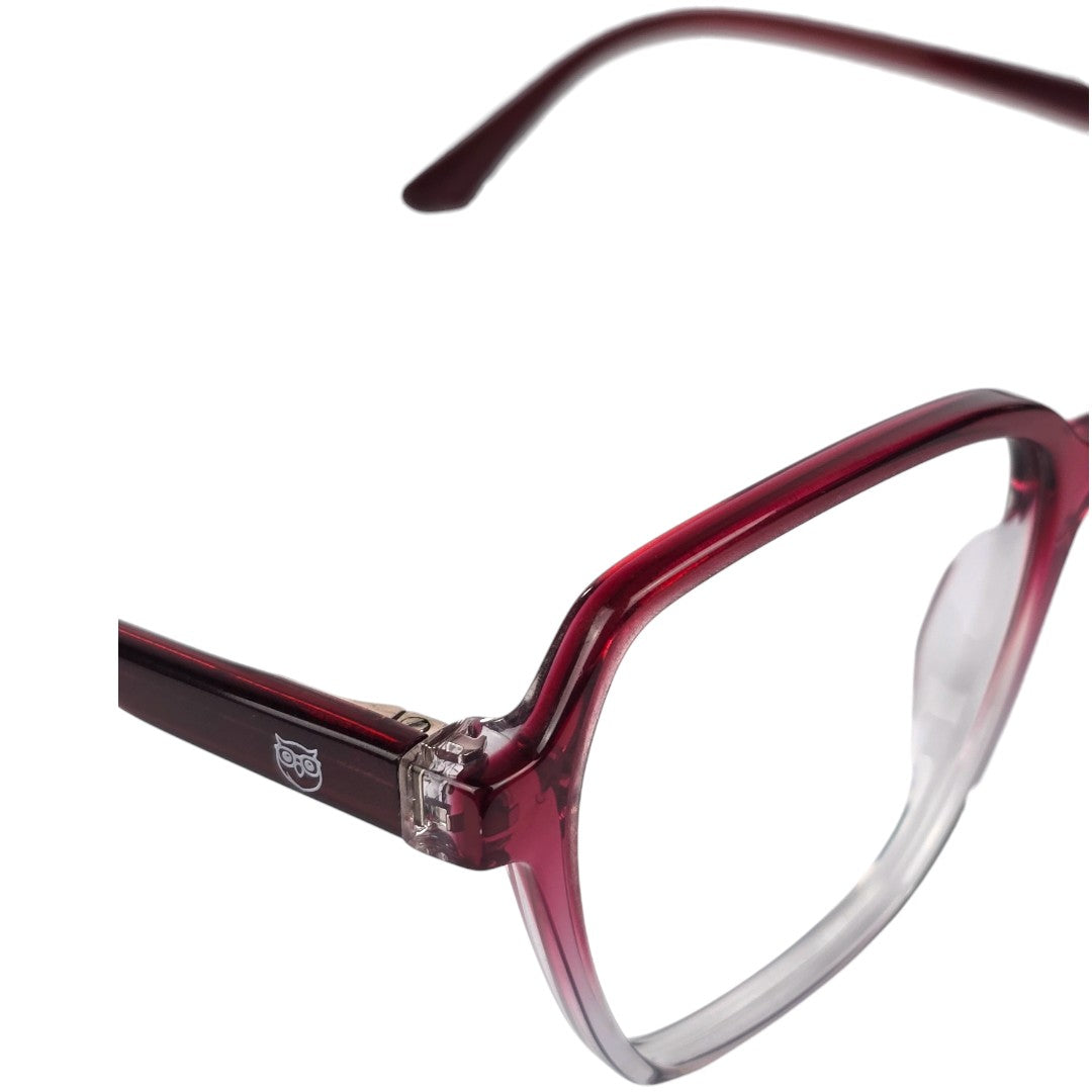 Patagonia marco óptico acetato Rojo filtro luz azul - Buhu Eyewear - detalle montura
