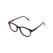 Quintay marco óptico acetato redondo Gris filtro luz azul - Buhu Eyewear - en uso diario