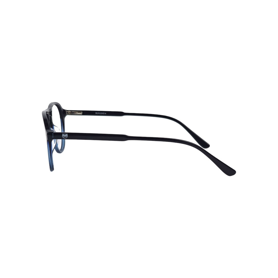 Quinteros marco óptico acetato aviador Azul filtro luz azul - Buhu Eyewear - vista lateral