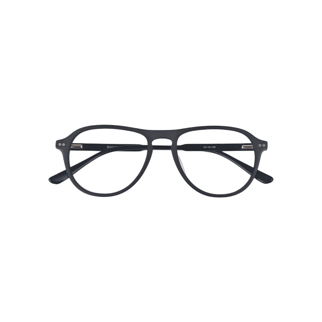 Quinteros marco óptico acetato aviador Negro filtro luz azul - Buhu Eyewear - vista frontal