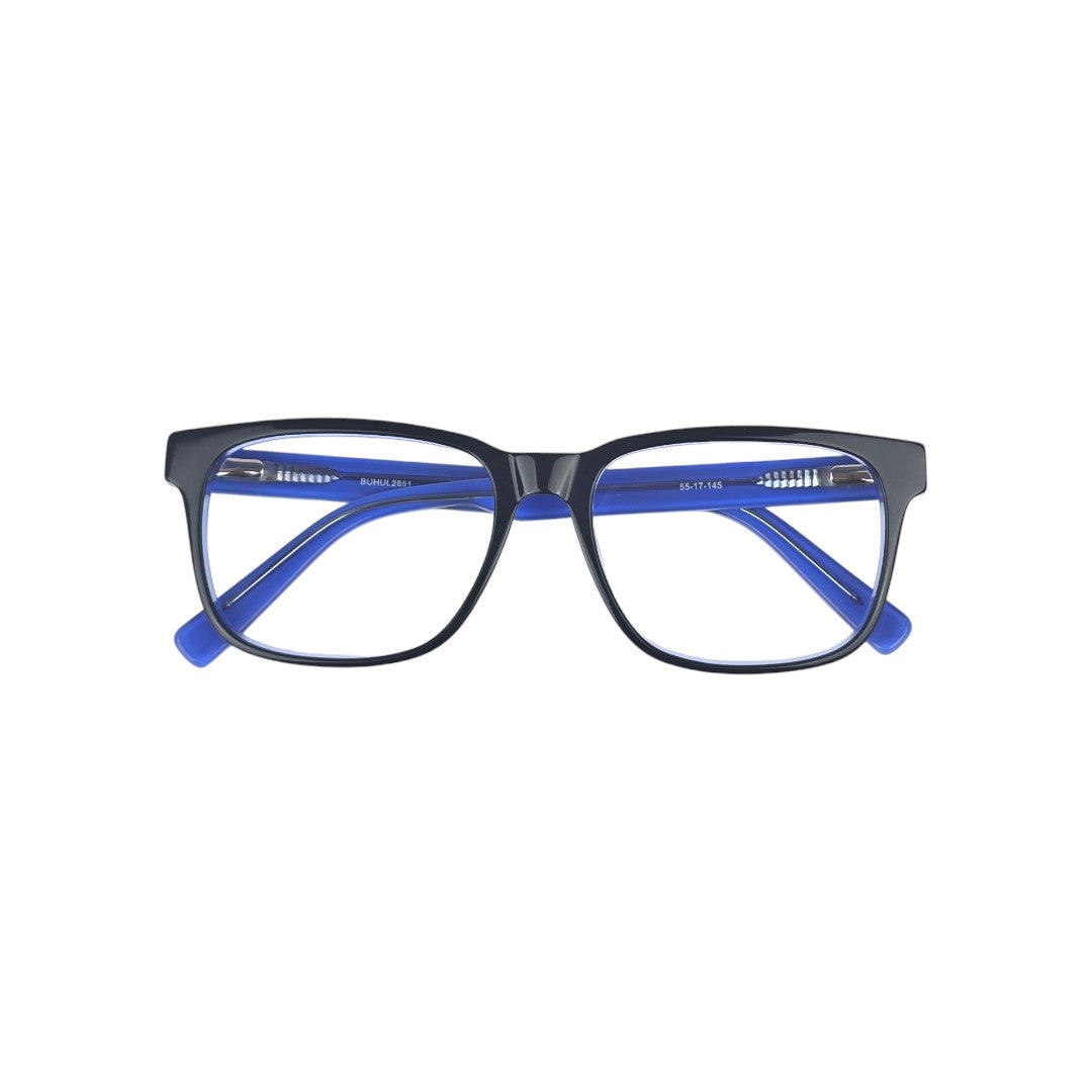 San Pedro marco óptico acetato Negro Azul filtro luz azul - Buhu Eyewear - vista frontal