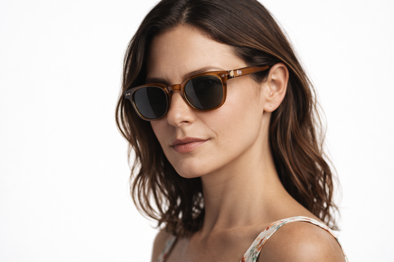 Samba lentes de sol UV400 polarizados Café Transparente cristal Gris - Buhu Eyewear - detalle montura