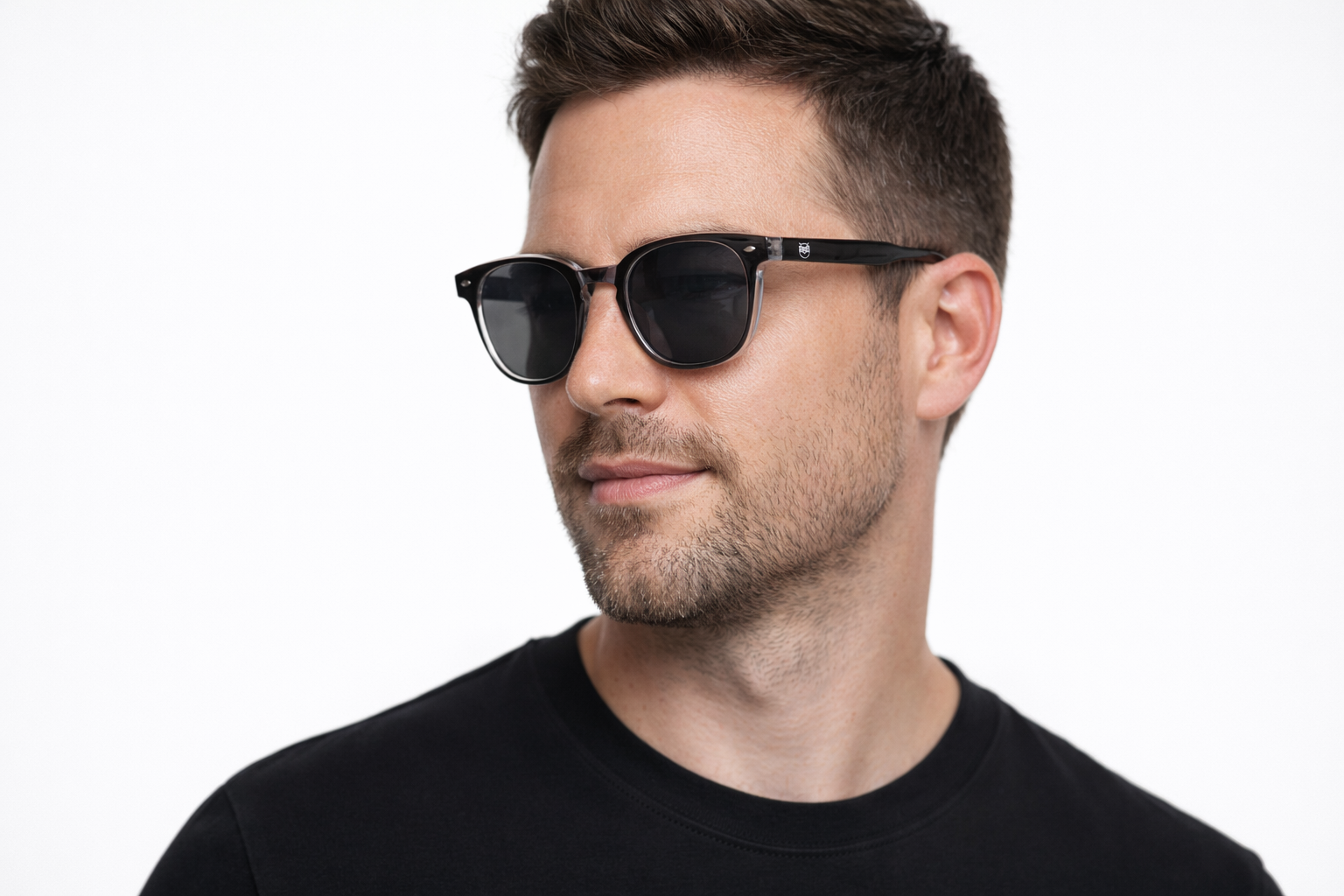 Samba lentes de sol UV400 polarizados Negro Transparente cristal Gris - Buhu Eyewear - en uso diario