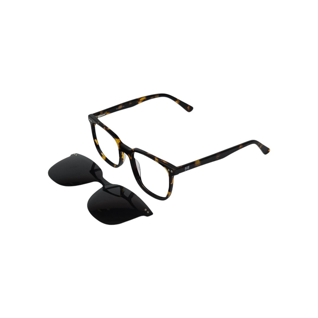 Vicuña Clip marco óptico acetato Carey clip-on sol - Buhu Eyewear - detalle montura